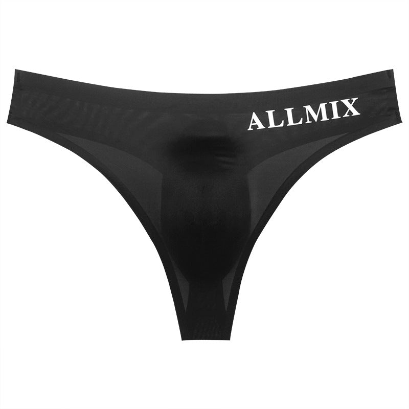 【 】Sexy Low Waist Transparent Ice Silk Seamless Thong