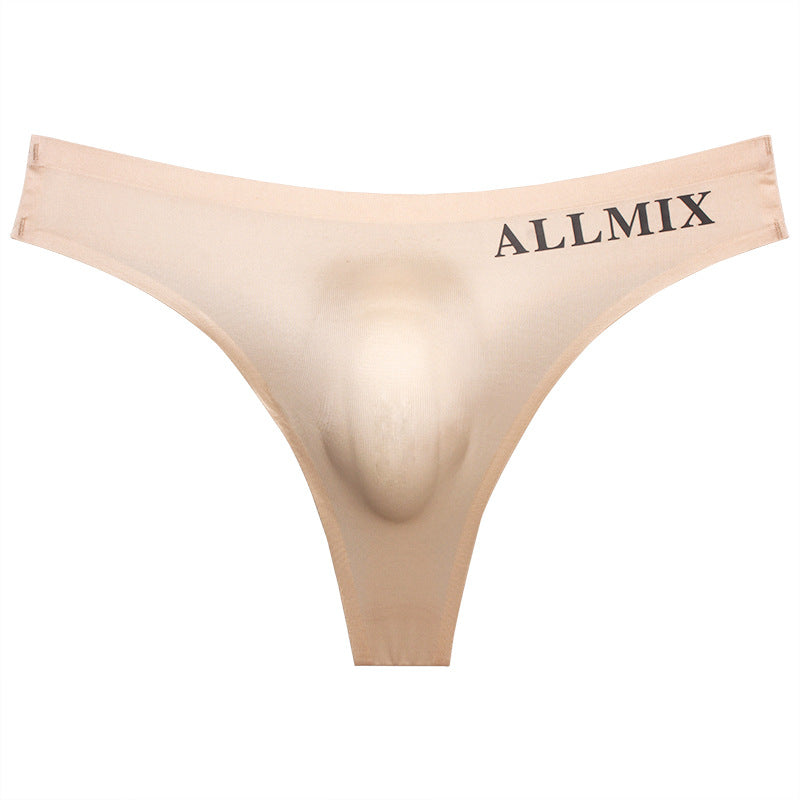 【 】Sexy Low Waist Transparent Ice Silk Seamless Thong
