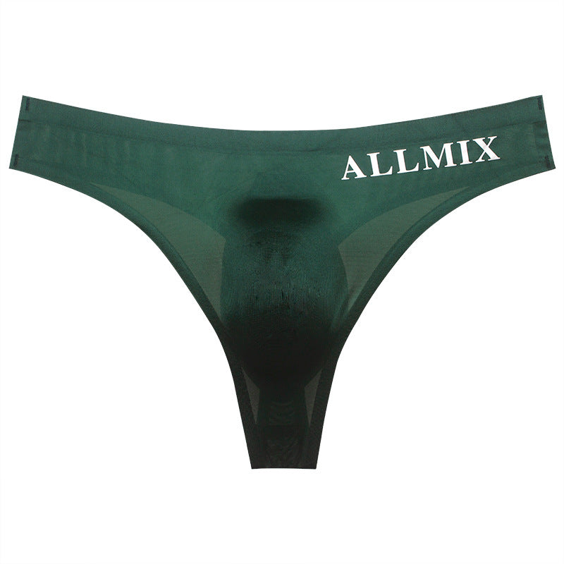 【 】Sexy Low Waist Transparent Ice Silk Seamless Thong