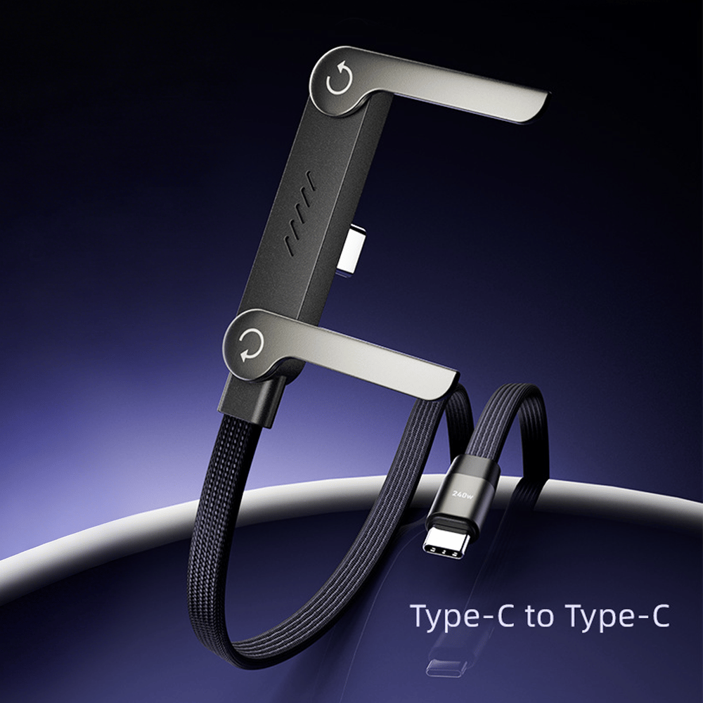 Year-End Sale 2-in-1 Invisible Holder Charger Cable – 240W Fast Charging Cord with Built-In Phone Stand