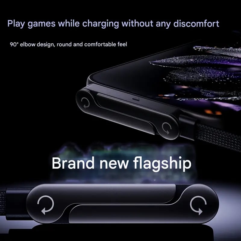 Year-End Sale 2-in-1 Invisible Holder Charger Cable – 240W Fast Charging Cord with Built-In Phone Stand