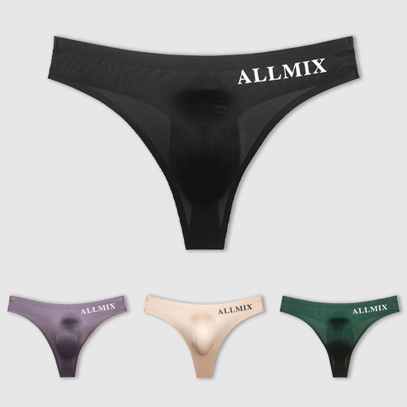 【 】Sexy Low Waist Transparent Ice Silk Seamless Thong