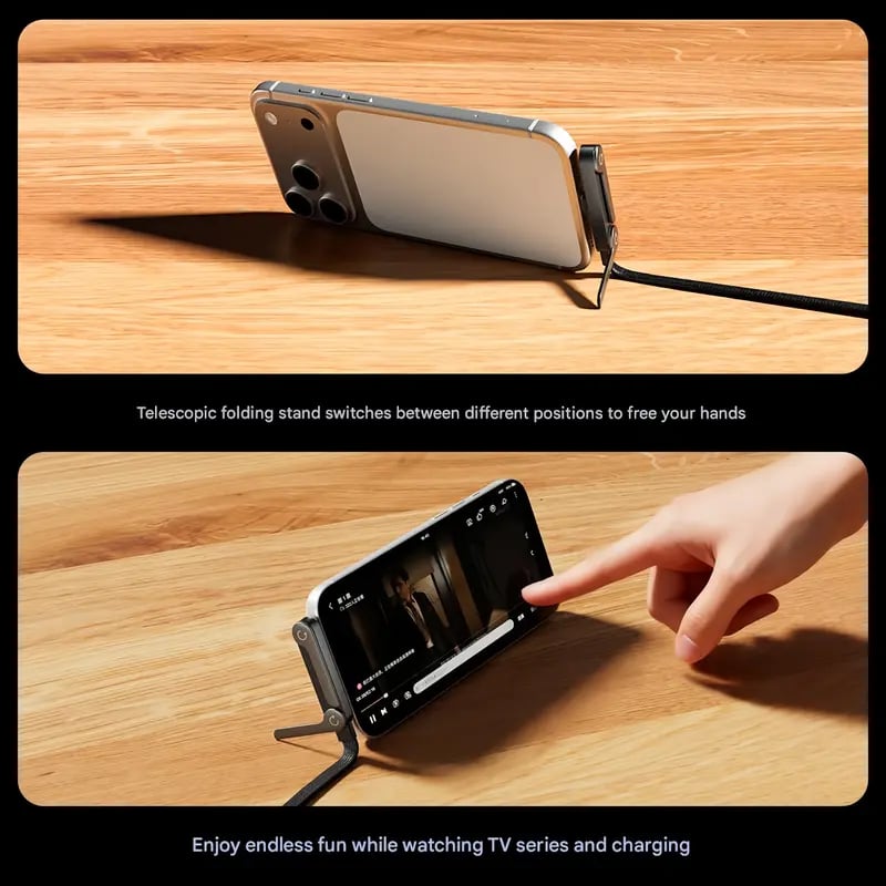 Year-End Sale 2-in-1 Invisible Holder Charger Cable – 240W Fast Charging Cord with Built-In Phone Stand