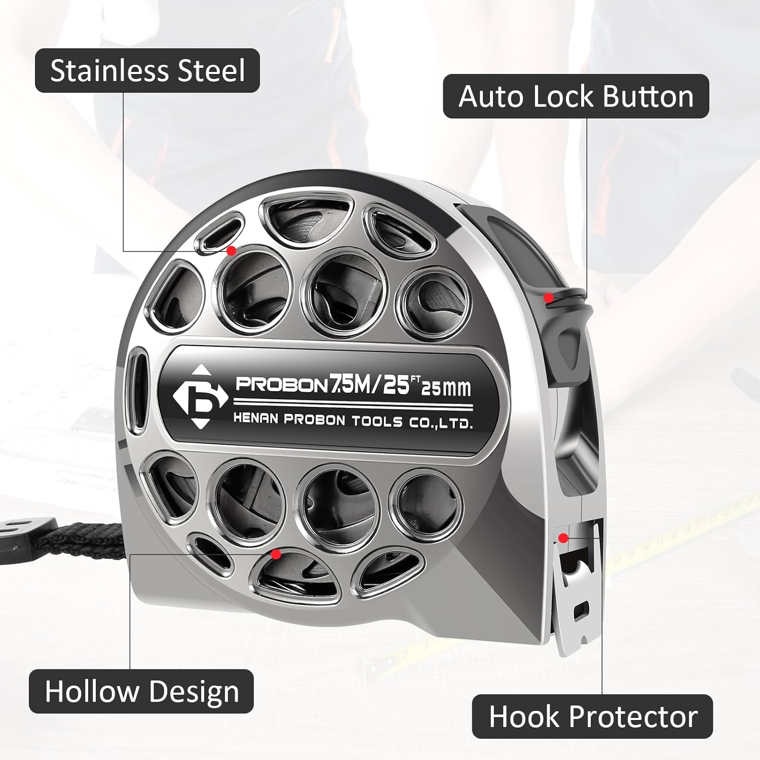 7.5m Corrosion-Resistant Stainless Steel Telescopic Metric Ruler – Precision in Every Measure!